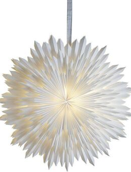 STAR TRADING Hängeleuchte Papierstern Ice, Ø 70 cm, mit 6 Stunden Timer, Timerfunktion, LED fest integriert, Warmweiß, inkl. LED Lichterkette "Lighty", einfach und elegant