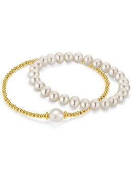 Firetti Perlenarmband Set Multipack Schmuck Geschenk Perlarmband Zugarmband (Set, 2-tlg), Made in Germany - mit Süßwasserzuchtperle