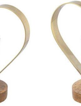 Creativ home Teelichthalter Kerzenhalter Herz (Set, 2 St), aus Holz, Edelstahl und Glas