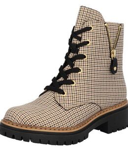 Rieker Schnürstiefelette Schnürboots, Herbstboots, Profilsohle, Blockabsatz, im Pepita-Look