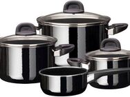 Silit Topf-Set Modesto Line Black, Induktionstöpfe spülmaschinengeeignet, Silargan® (Set, 7-tlg., je 1 Fleischtopf mit Deckel Ø 16/20/24 cm, 1x Stielkasserolle Ø 16 cm), für alle gängigen Herdarten geeignet, Made in Germany
