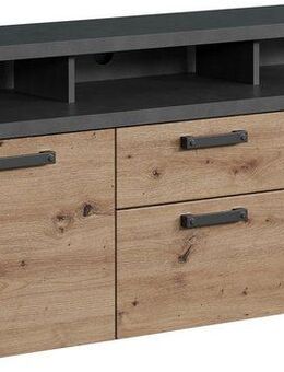 Home affaire TV-Schrank Ambres (1-St) Lowboard inklusive Aufsatz in Eiche/Grau - Mit Vollauszug-Funktion
