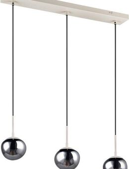 s.Oliver Pendelleuchte ANJELLA, Hängelampe beige exkl. E14, warm grey (beige) + smoke Glas, Leuchtmittel wechselbar, warmweiß - kaltweiß, mit mundgeblasenen Glasschirmen in rauchgrau, max 10W