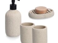 Zeller Present Badaccessoire-Set 4-teiliges Badaccessoire-Set Natural - Beige, Set, 4 tlg., 4-tlg.