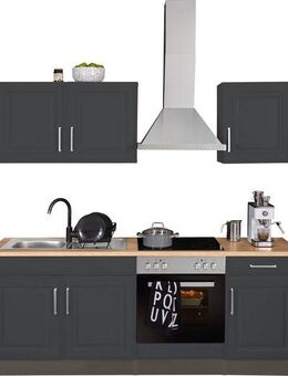 KOCHSTATION Küchenzeile KS-Stockholm, Breite 210 cm, mit hochwertigen MDF Fronten im Landhaus-Stil