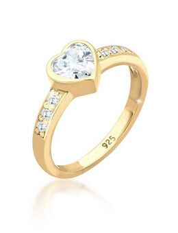 Elli Fingerring Herz Zirkonia Symbol Verlobung 925 Silber