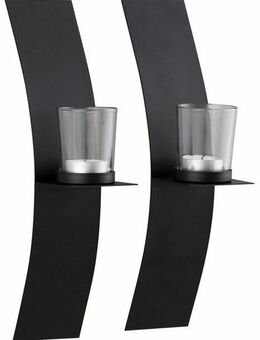 andas Wandkerzenhalter Drammen (Set, 2 St), Landhaus, Metall, Glas, schwarz