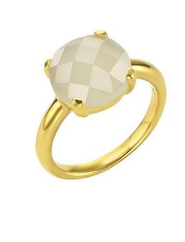 Jamelli Fingerring 925 Silber vergoldet mit Mondstein