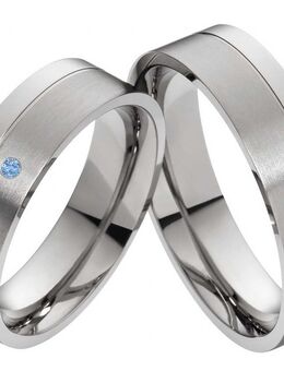Massive Titanringe T126 mit blauem Zirkonia - Aholming