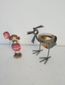 Metall-Deko in besonderer Ausführung, 1 Vogel + 1 Figur komplett - Simbach (Inn) Zentrum