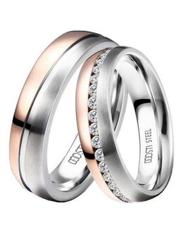 DOOSTI Trauring Schmuck Geschenk Edelstahl Trauring Ehering Partnerring LIEBE, wahlweise mit oder ohne Zirkonia