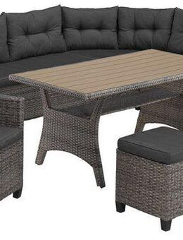 KONIFERA Gartenlounge-Set Keros Premium, (Set, 20-tlg., 2x 2er Sofa, 1x Ecke, 1x Sessel, 2x Hocker, 1x Tisch 145x75x67,5cm), Ecklounge, Polyrattan, Stahl, geeignet für 8 Personen, inkl. Auflagen