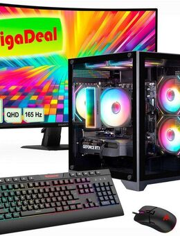 GAMEMAX GigaDeal Gaming-PC-Set Infinity Mini BK PC-Komplettsystem (32", AMD Ryzen 5 7500F, GeForce RTX 5060, 32 GB RAM, 1000 GB SSD, Windows 11 + Gigabyte GS32QC LED-Monitor Curved, 80 cm (32)