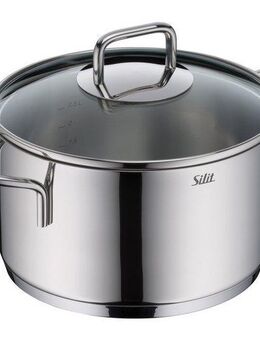 Silit Kochtopf Extra Cook, mit Glasdeckel, Edelstahl 18/10 (2-tlg), SiliTherm Universalboden, induktionsgeeignet, spülmaschinengeeignet