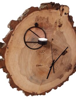 Wanduhr Kaminuhr Holzuhr Wandlicht Teelichthalter groß Pappel - Halle (Saale)