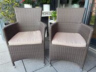 2 Balkonstühle Gartenstühle Outdoorsessel grau Rattangeflecht Preis für beide mit Sitzkissen - Münster