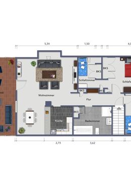 Dachgeschosswohnung - Erstbezug nach Kernsanierung mit sehr großer Dachterrasse und Garten - Sengenthal