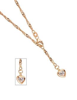 JOBO Fußkette Fußkettchen Herz, 925 Silber roségold vergoldet Zirkonia 25 cm