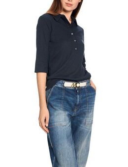 Marc Cain Poloshirt "Noble Neutrals" Premium Damenmode aus Baumwoll-Ripp in Uni