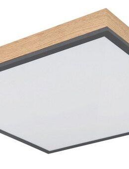 GLOBO LIGHTING LED Deckenleuchte DORO, LED fest integriert, Warmweiß, Quadratische Deckenlampe, 3000 Kelvin, Wohnzimmer, Holzoptik, Eiche
