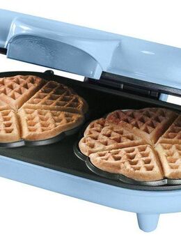 bestron Waffeleisen ADWM1000B, 1200 W, für klassische Herzwaffeln, mit Backampel, Blau