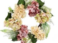 Kunstkranz Hortensie Hortensie, I.GE.A., Höhe 10 cm, Rattan Kranz, Türkranz