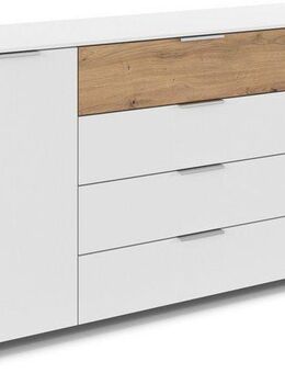 rauch Kombikommode Sideboard Türkommode Schubladenkommode Kommode ASTANA (Breite 160 cm / Höhe 81 cm, mit 4 Einlegeböden), 2-türig, 4 geräumige Schubladen, Kantengriff Alufarben MADE IN GERMANY