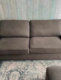 2er Sofa mit Ottomane (Grau Brauner Stoff) IKEA KIVIK - Herschbach
