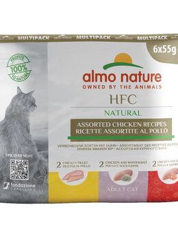 Sparpaket Almo Nature HFC Natural Pouch 24 x 55 g - Mixpaket Huhn (3 Sorten)
