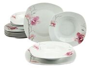 CreaTable Tafelservice Amelie Aiko, Tafel-Service 12-tlg (12-tlg), 6 Personen, Porzellan, Blumendekor