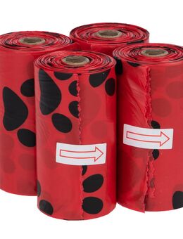 Hundekotbeutel mit Duft - 4 Rollen à 15 Beutel rot, Rose (60 Beutel)