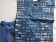 Schlafanzug-Shorty, Knopfleiste, Brusttasche (Gr.56/58/ XL)Blau (Karo-Streifenmuster) Blau,Weiß,Grün - Weichs