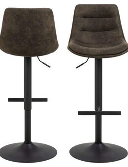 ACTONA GROUP Barhocker Adisa Barstuhl, Küchenstuhl, Stoff, schwarzer Trompetenfuß, Gasfeder, drehbar, 2er-Set