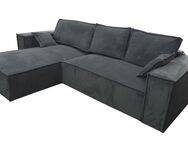 Sofa Loft XL GRAU NEU Schlaffunktion Eckcouch CORD Grau - Berlin
