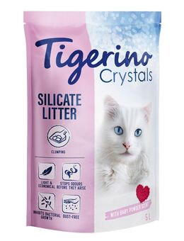 Tigerino Crystals klumpende Katzenstreu – Babypuderduft - 5 l