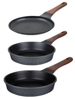 RESTO Kitchenware Pfannen-Set Capella, antihaftbeschichtet und spülmaschinenfest, Aluminiumguss (Set, 3-tlg., 1x Bratpfanne Ø 24, 1x Bratpfanne Ø 26, 1x Pfannkuchenpfanne Ø 24), für alle Herdarten geeignet, auch Induktion