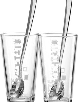 Ritzenhoff & Breker Latte-Macchiato-Glas Lena, Glas, 350 ml, 4-teilig, inkl. 2 Löffel aus rostfreiem Edelstahl