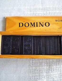 Troll Toy-Domino in Holzkiste,Alt,26 Steine - Linnich