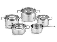 Fissler Topf-Set Fissler Pure Collection, Edelstahl 18/10 (Set, 5-tlg., Kochtopf 16/20/24 + Bratentopf 20cm + Stielkasserolle 16cm oD), Made in Germany