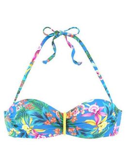 Venice Beach Bügel-Bandeau-Bikini-Top Hanni, mit tropischem Print und gelben Details