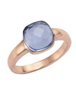 Jamelli Fingerring 925 Silber rosé vergoldet Quarz blau (beh)