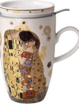 Goebel Tasse Klimt, Metall, Porzellan, Artis Orbis, Teetasse mit Deckel/Sieb, Metall, Gustav Klimt - Der Kuss