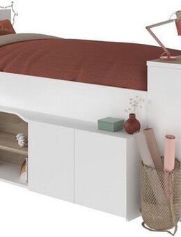 Parisot Hochbett Cleo (1-St) Schreibtisch beidseitig anbaubar, viel Stauraum, für Jungen & Mädchen