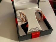 Ohrringe Kleine Creolen Weißer Saphir Sterling Silver ungetragen - Berlin