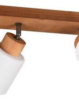 Reality Leuchten Deckenstrahler Assam, ohne Leuchtmittel, warmweiß - kaltweiß, Spot 4-flg. Naturholz, exkl 4xE14 max 25W, Glasschirm weiß schwenkbar