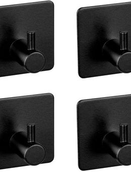 WENKO Wandhaken Modell Ureo, (Set, 4-St), Küchenhaken für Handtücher und Geschirrtücher, zum Kleben, Edelstahl