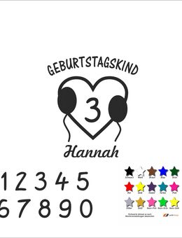 Bügelbild / Aufbügler / Geburtstagskind / Herz mit Alter und Name / Bügelfolie - Vöhl