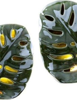 I.GE.A. Windlicht Blatt mit LED-Licht, 2er Set