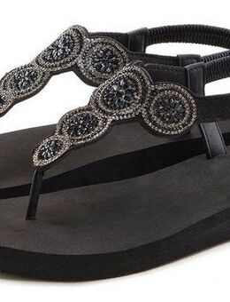 Venice Beach Badezehentrenner Sandale, Pantolette, Badeschuh ultraleicht mit Glitzerdetails VEGAN