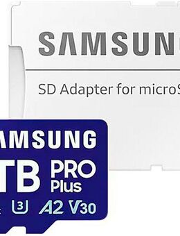 Samsung PRO Plus MB-MD1T0S microSDXC 1TB + SD-Adapter Speicherkarte (1000 GB, UHS-I Class 10, 180 MB/s Lesegeschwindigkeit)